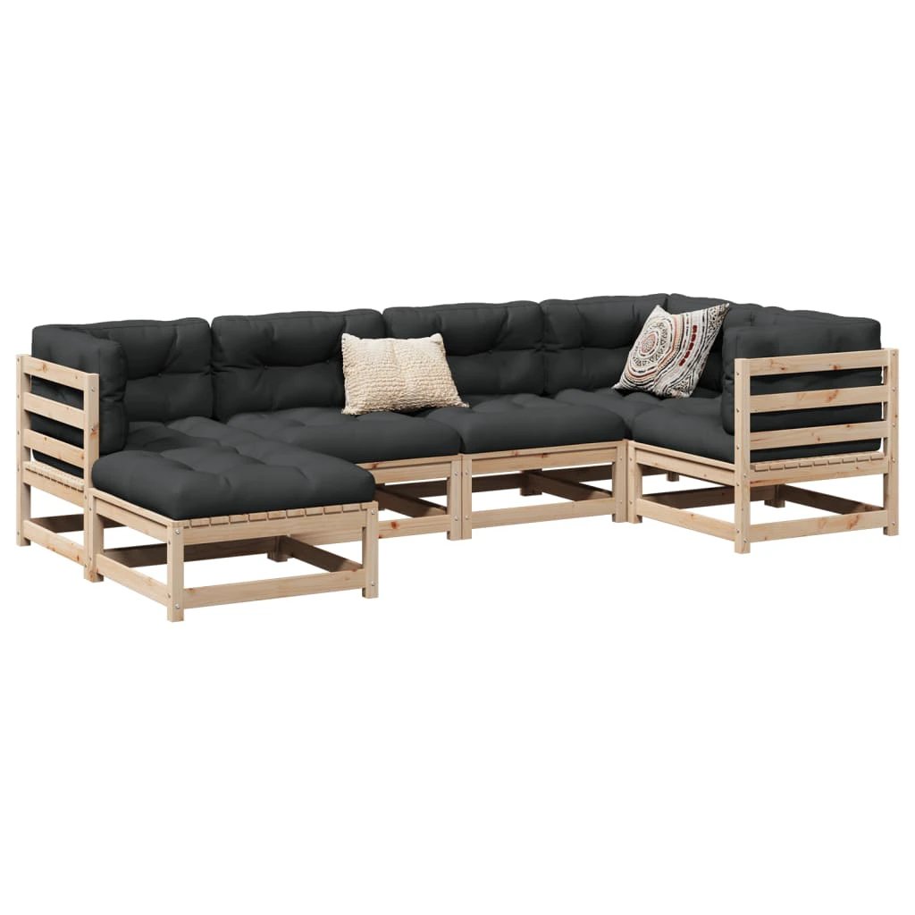 vidaXL 6 Piece Garden Sofa Set Solid Wood Pine by vidaXL