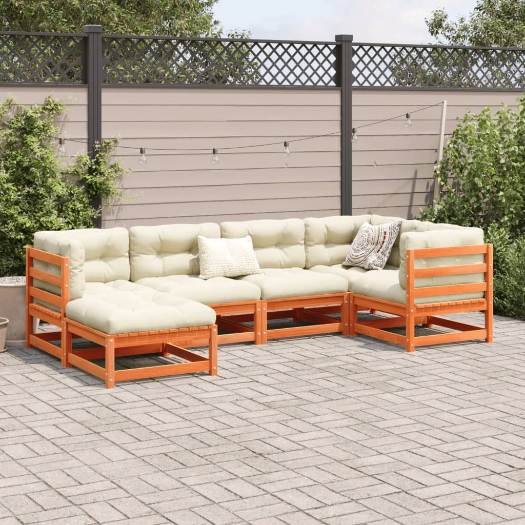 vidaXL 6 Piece Garden Sofa Set Solid Wood Pine by vidaXL