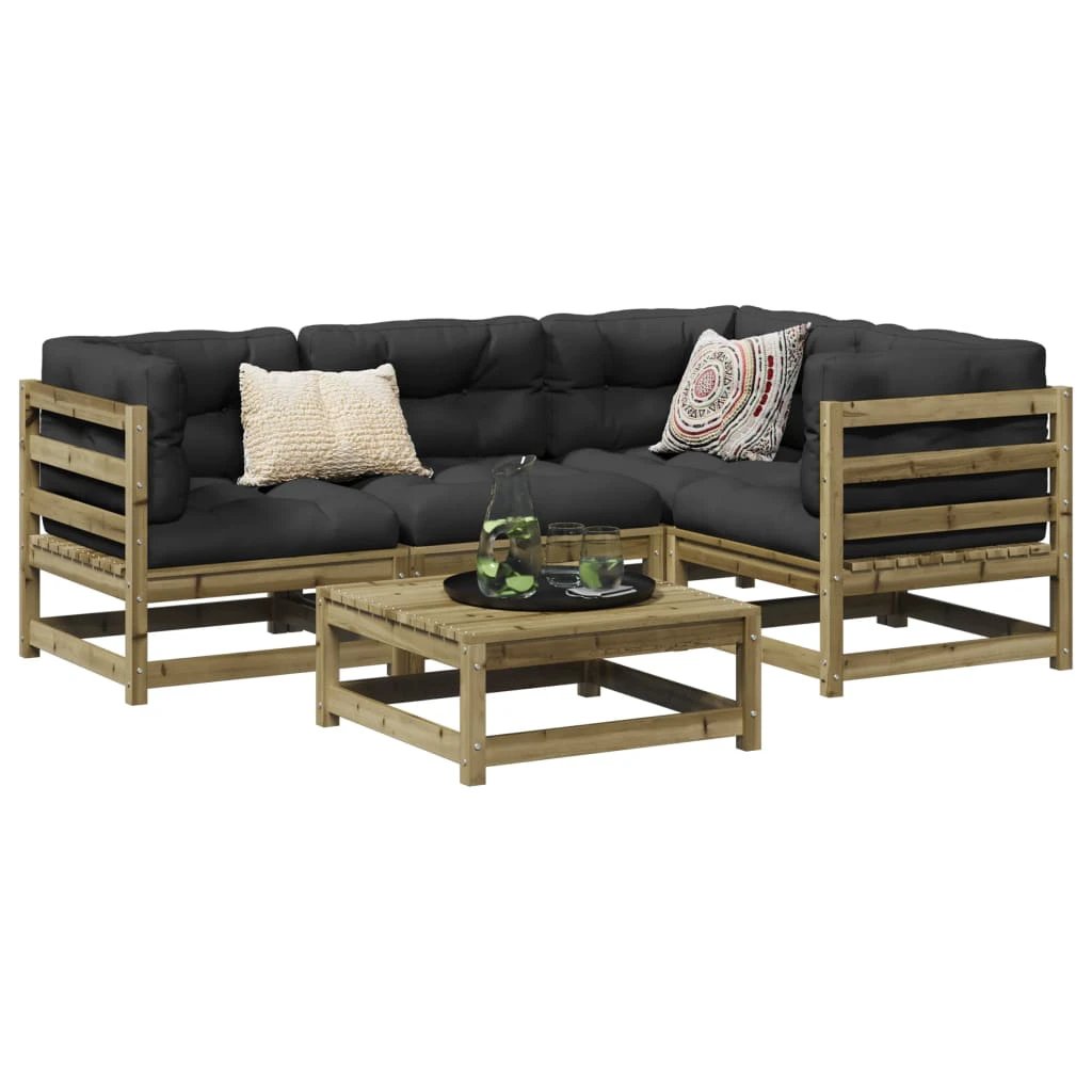 vidaXL 5 Piece Garden Sofa Set Solid Wood Pine by vidaXL