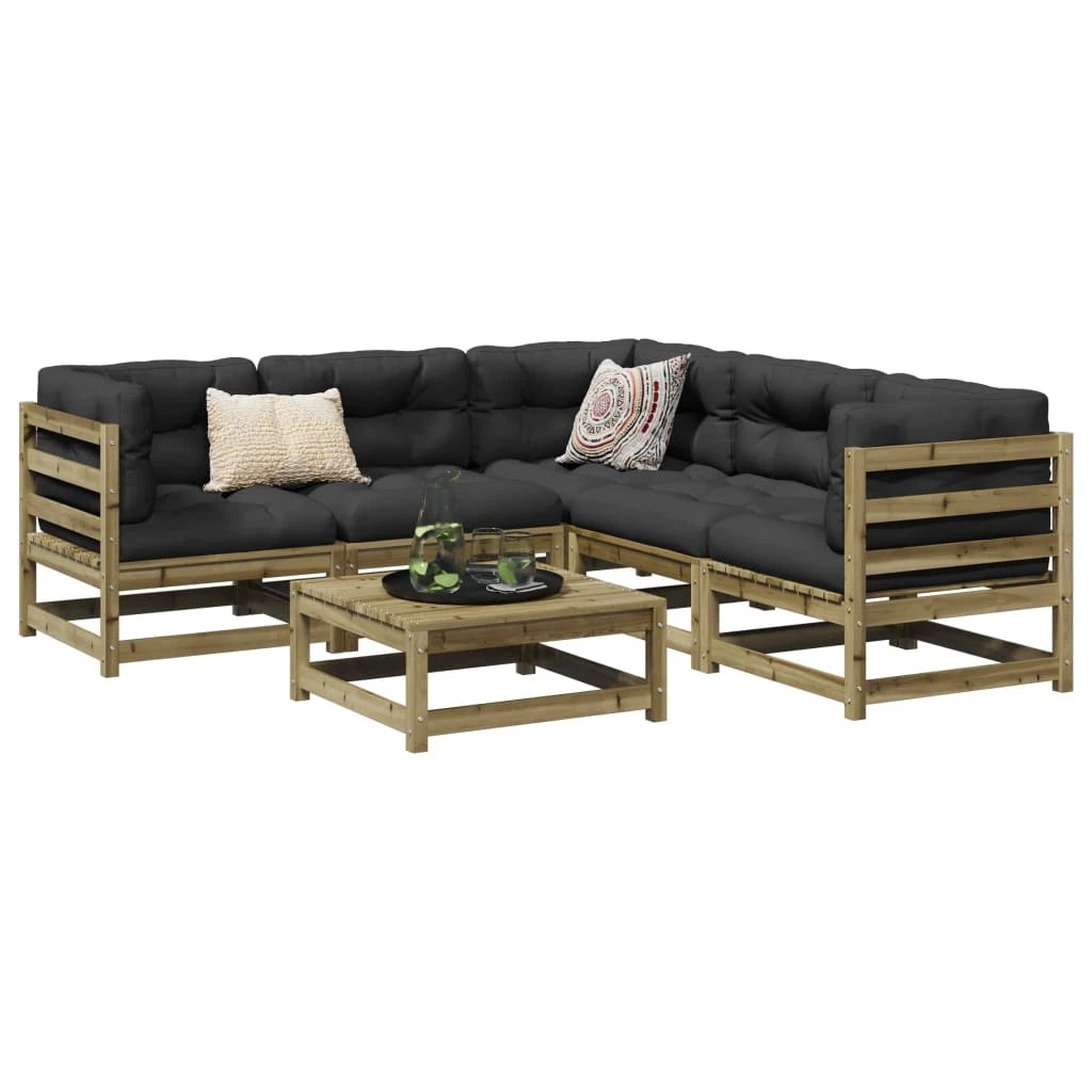 vidaXL vidaXL 6 Piece Garden Sofa Set Solid Wood Pine - Garden Sofa Sets
