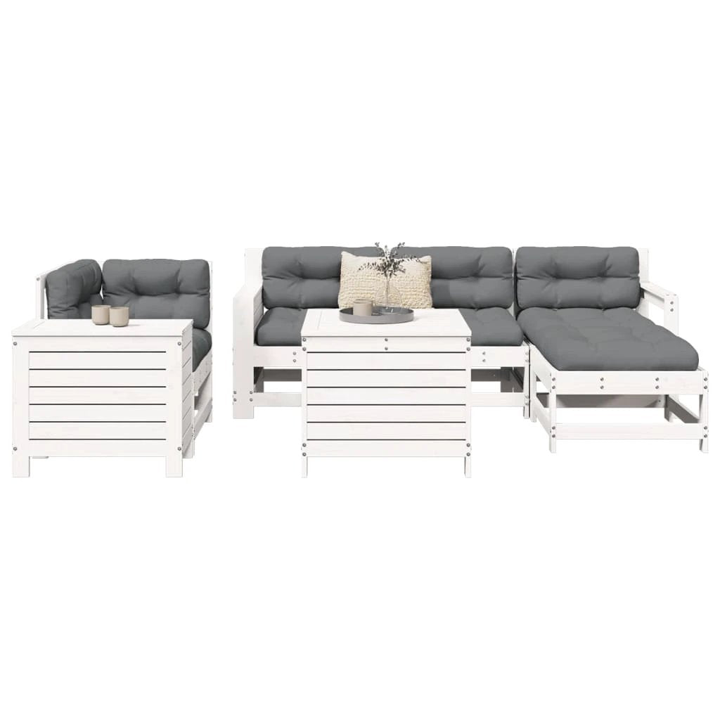 vidaXL 7 Piece Garden Sofa Set White Solid Wood Pine by vidaXL