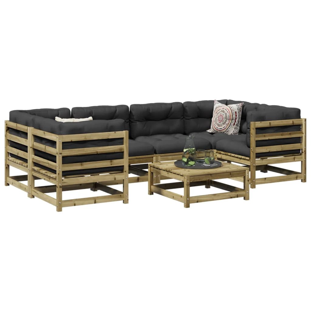 vidaXL 7 Piece Garden Sofa Set Solid Wood Pine by vidaXL