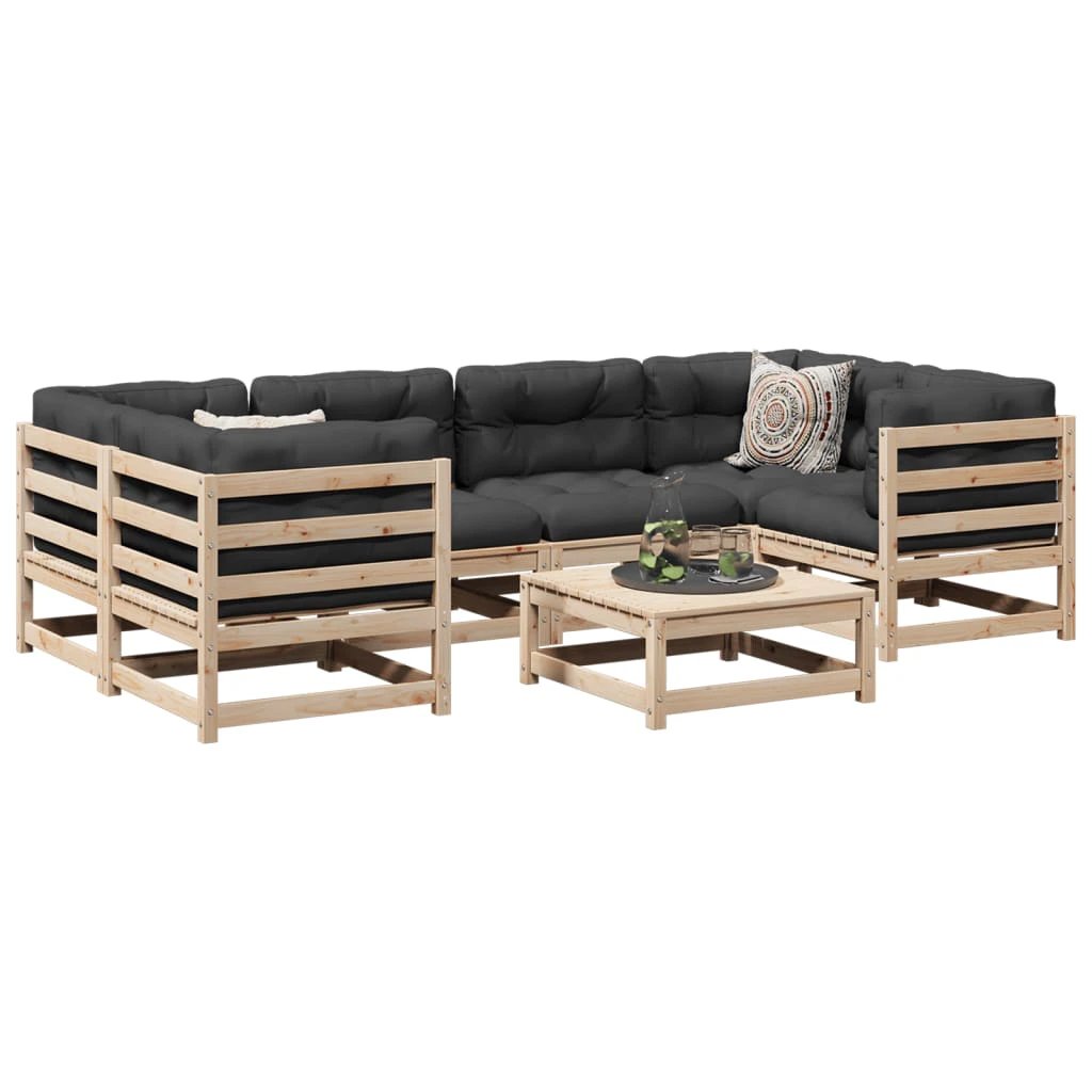 vidaXL 7 Piece Garden Sofa Set Solid Wood Pine by vidaXL