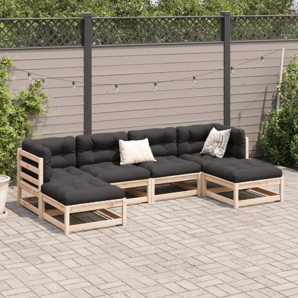 vidaXL 6 Piece Garden Sofa Set Solid Wood Pine by vidaXL