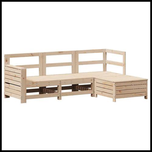 vidaXL vidaXL 4 Piece Garden Sofa Set 230x230x85cm Solid Pinewood with Cushions for Outdoor Entertaining - Garden Sofa Sets