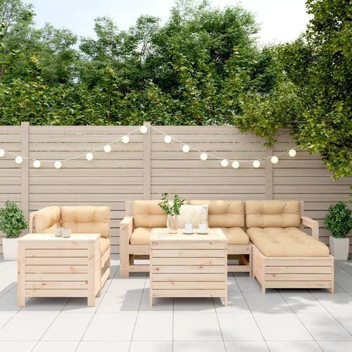vidaXL vidaXL 7 Piece Garden Sofa Set with Cushions in Solid Wood Pine for Outdoor Entertaining - Garden Sofa Sets