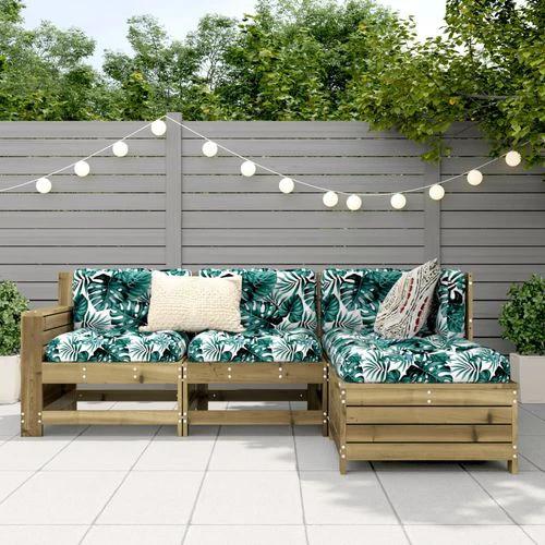 vidaXL vidaXL 4 Piece Garden Sofa Set 230x230x85cm Solid Pinewood with Cushions for Outdoor Entertaining - Garden Sofa Sets