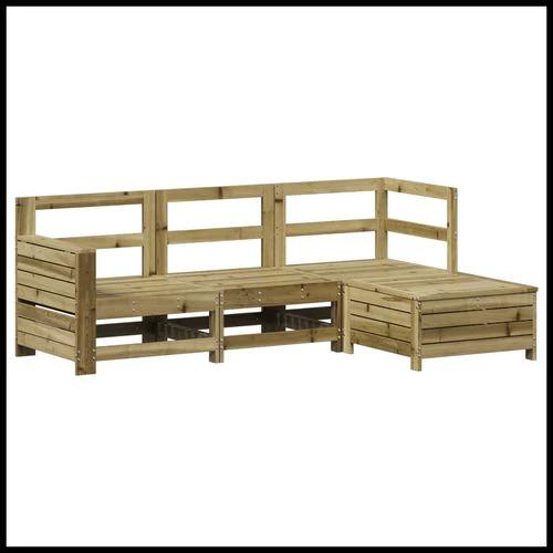 vidaXL vidaXL 4 Piece Garden Sofa Set 230x230x85cm Solid Pinewood with Cushions for Outdoor Entertaining - Garden Sofa Sets