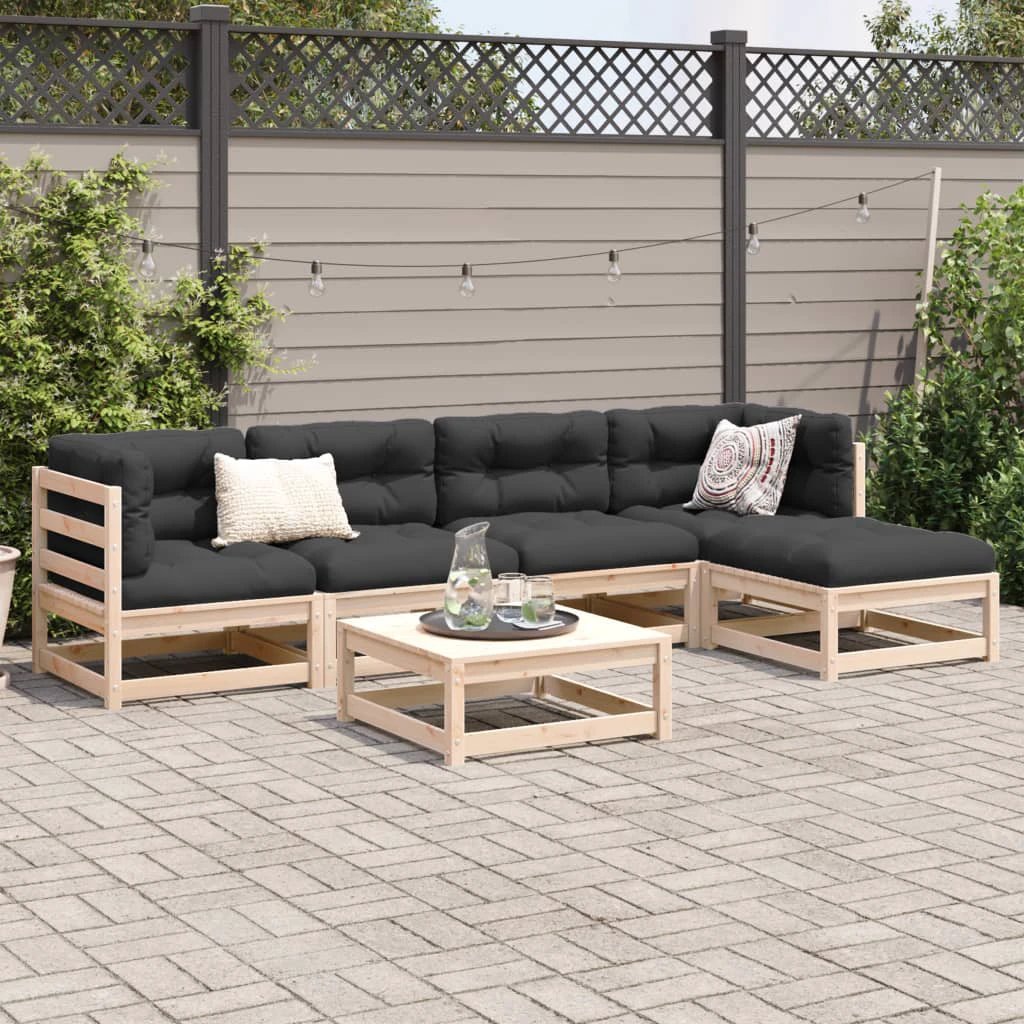 vidaXL 6 Piece Garden Sofa Set Solid Wood Pine by vidaXL