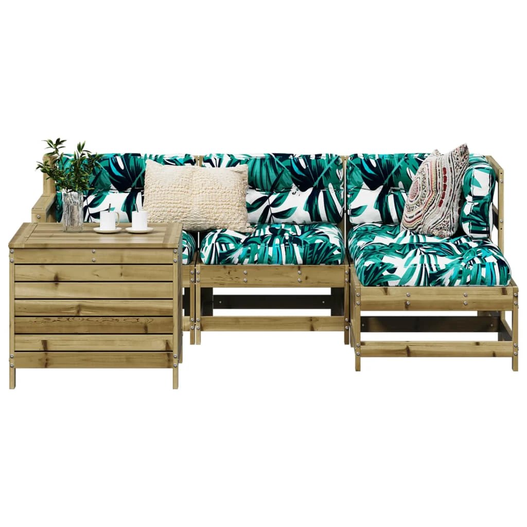 vidaXL 5 Piece Garden Sofa Set White Solid Wood Pine by vidaXL