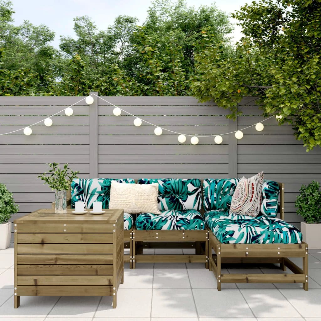 vidaXL 5 Piece Garden Sofa Set White Solid Wood Pine by vidaXL