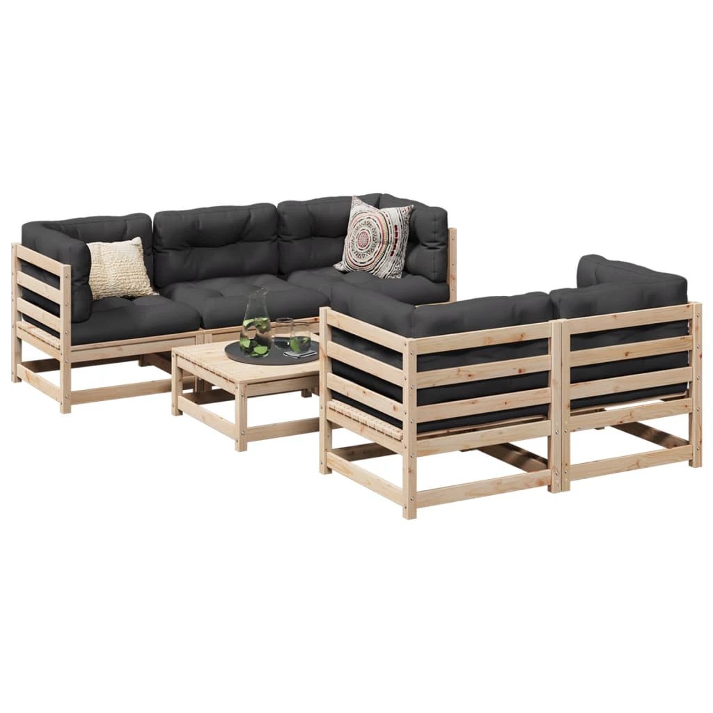 vidaXL 6 Piece Garden Sofa Set Solid Wood Pine by vidaXL
