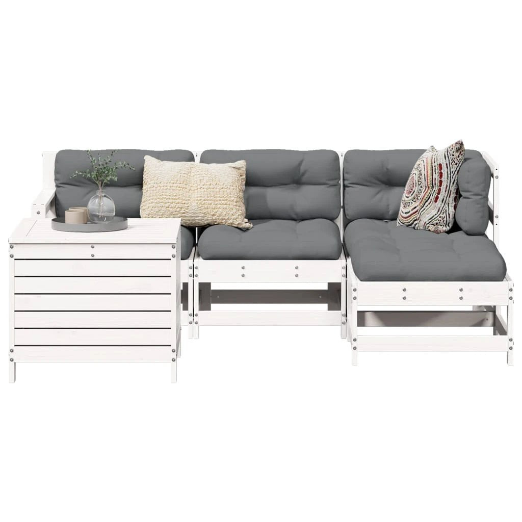 vidaXL vidaXL 5 Piece Garden Sofa Set White Solid Wood Pine - Garden Sofa Sets