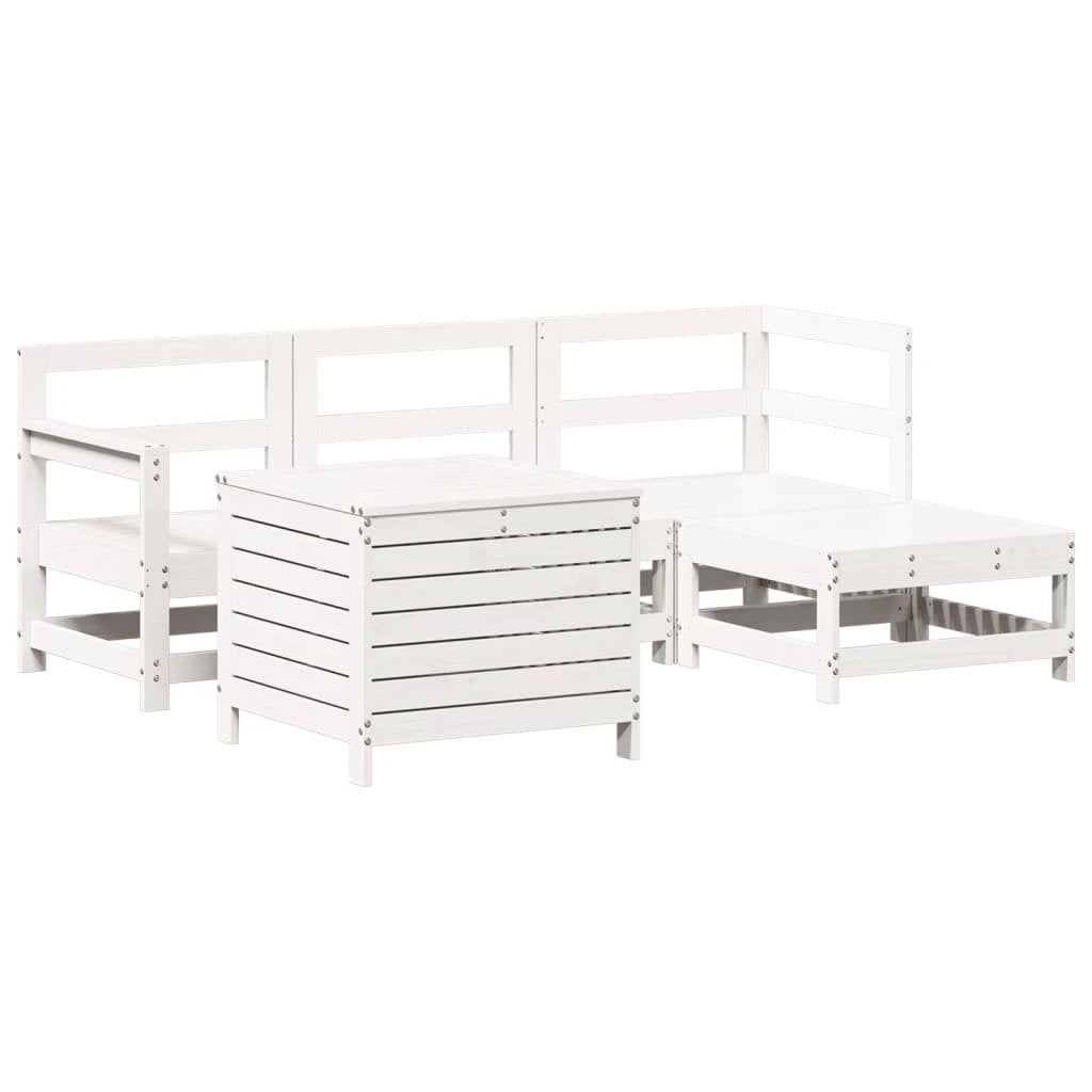 vidaXL vidaXL 5 Piece Garden Sofa Set White Solid Wood Pine - Garden Sofa Sets