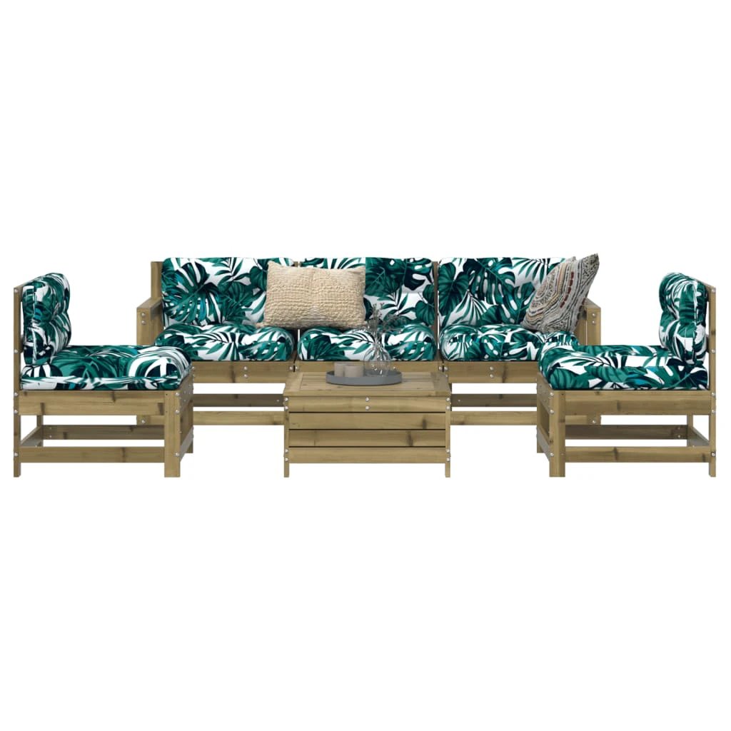 vidaXL 6 Piece Garden Sofa Set Solid Wood Pine by vidaXL