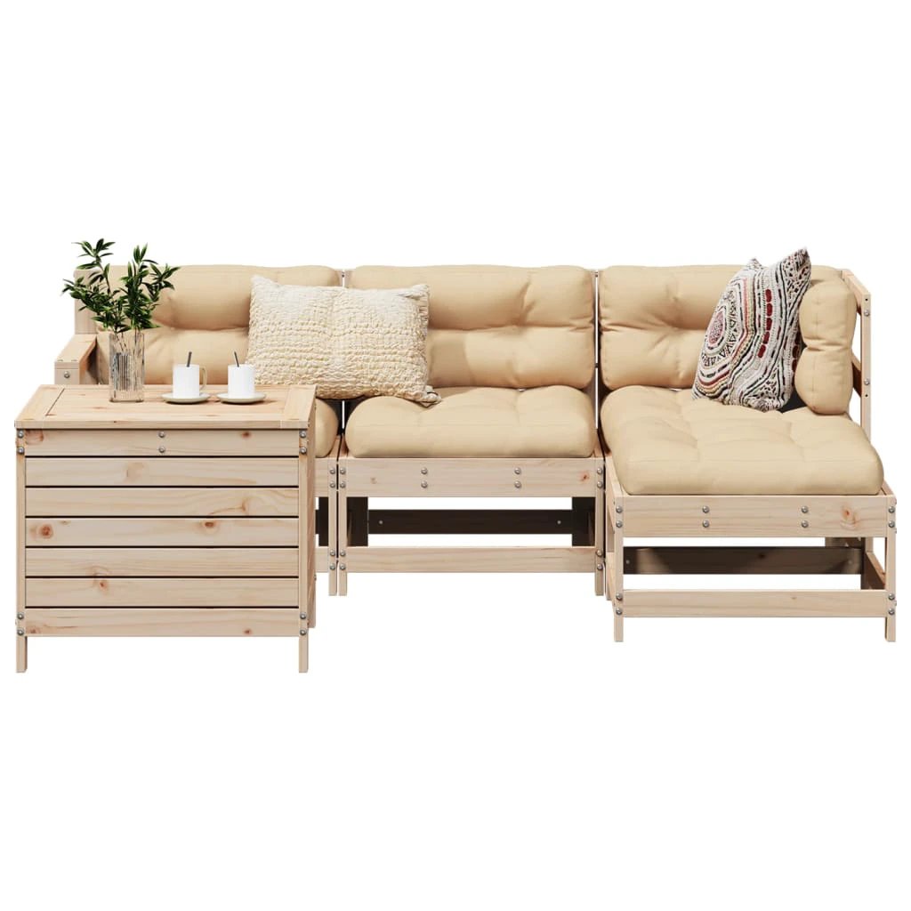 vidaXL vidaXL 5 Piece Garden Sofa Set White Solid Wood Pine - Garden Sofa Sets