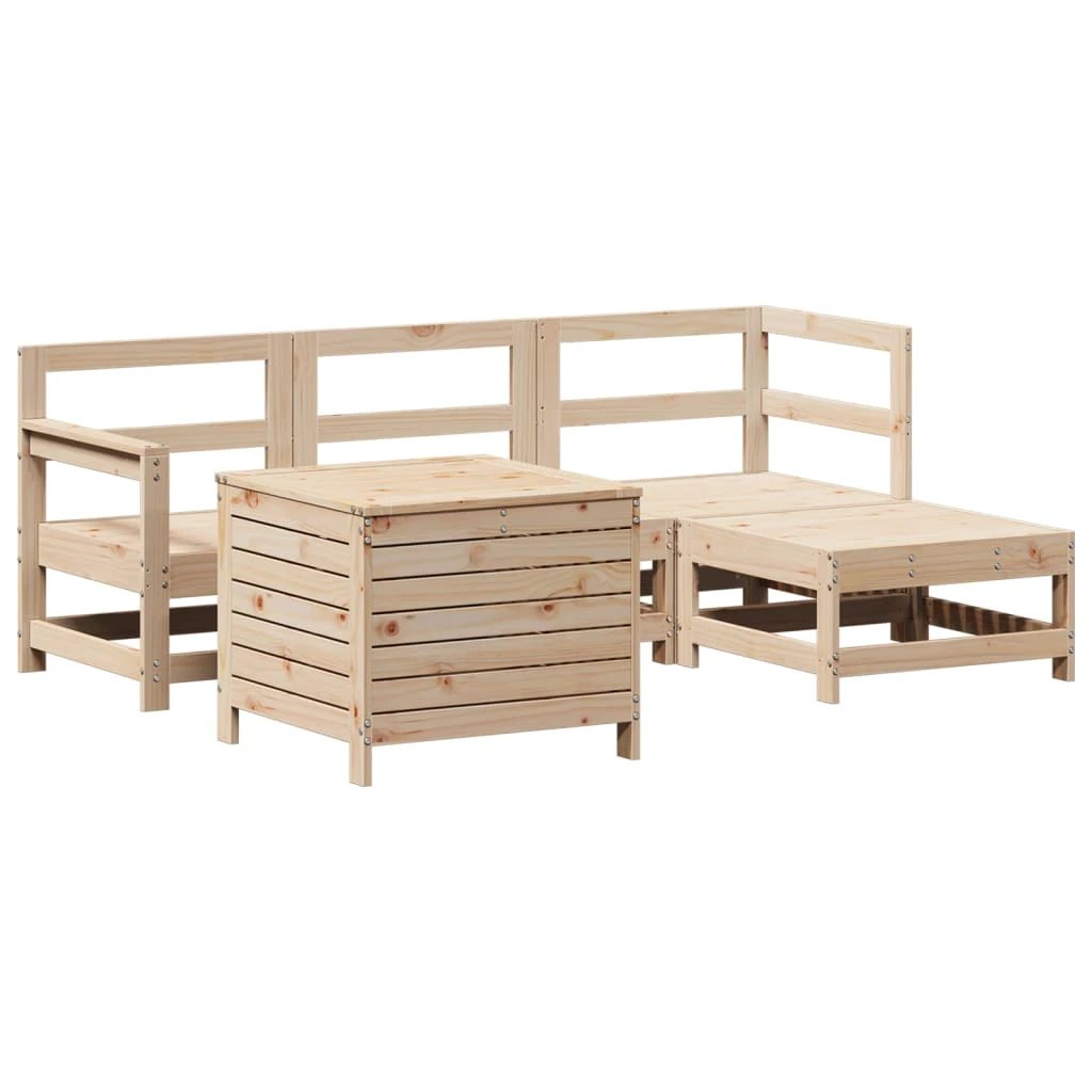 vidaXL vidaXL 5 Piece Garden Sofa Set White Solid Wood Pine - Garden Sofa Sets