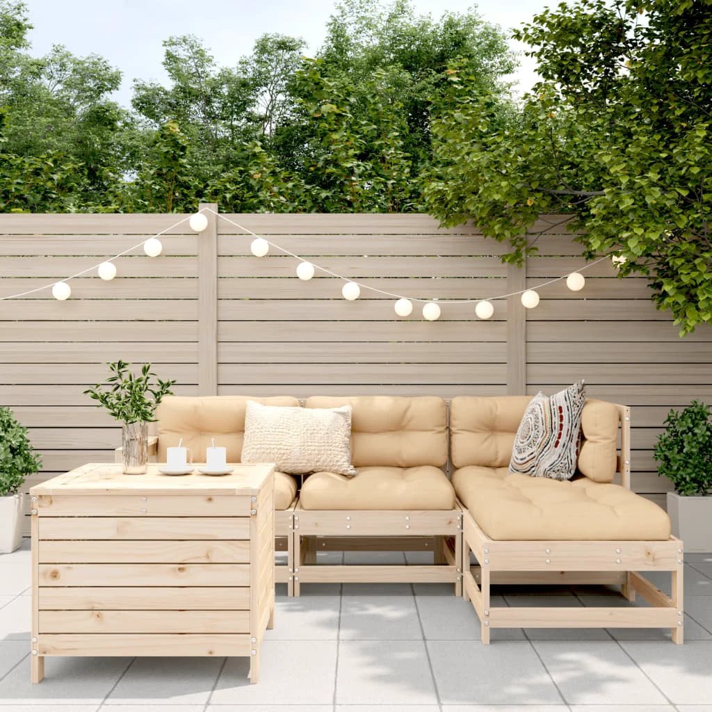 vidaXL vidaXL 5 Piece Garden Sofa Set White Solid Wood Pine - Garden Sofa Sets