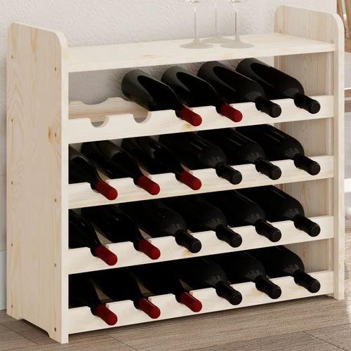 vidaXL Wooden Wine Rack 33x25x37 cm Solid Pine with Ample Storage for Wine Enthusiasts by vidaXL