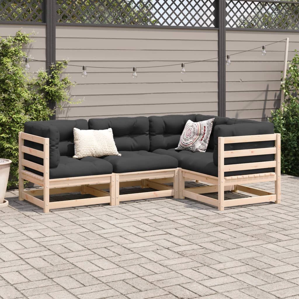 vidaXL vidaXL 4 Piece Garden Sofa Set Solid Wood Pine - Garden Sofa Sets