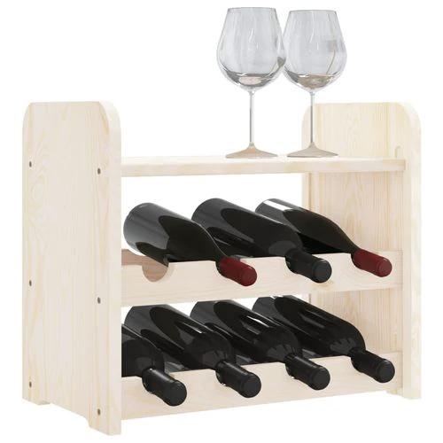 vidaXL Wooden Wine Rack 33x25x37 cm Solid Pine with Ample Storage for Wine Enthusiasts by vidaXL