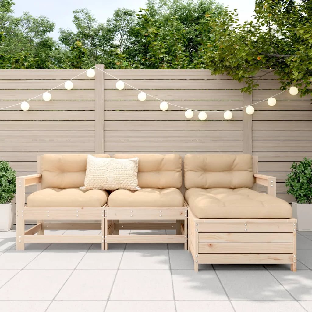 vidaXL vidaXL 4 Piece Garden Sofa Set Solid Wood Pine - Garden Sofa Sets