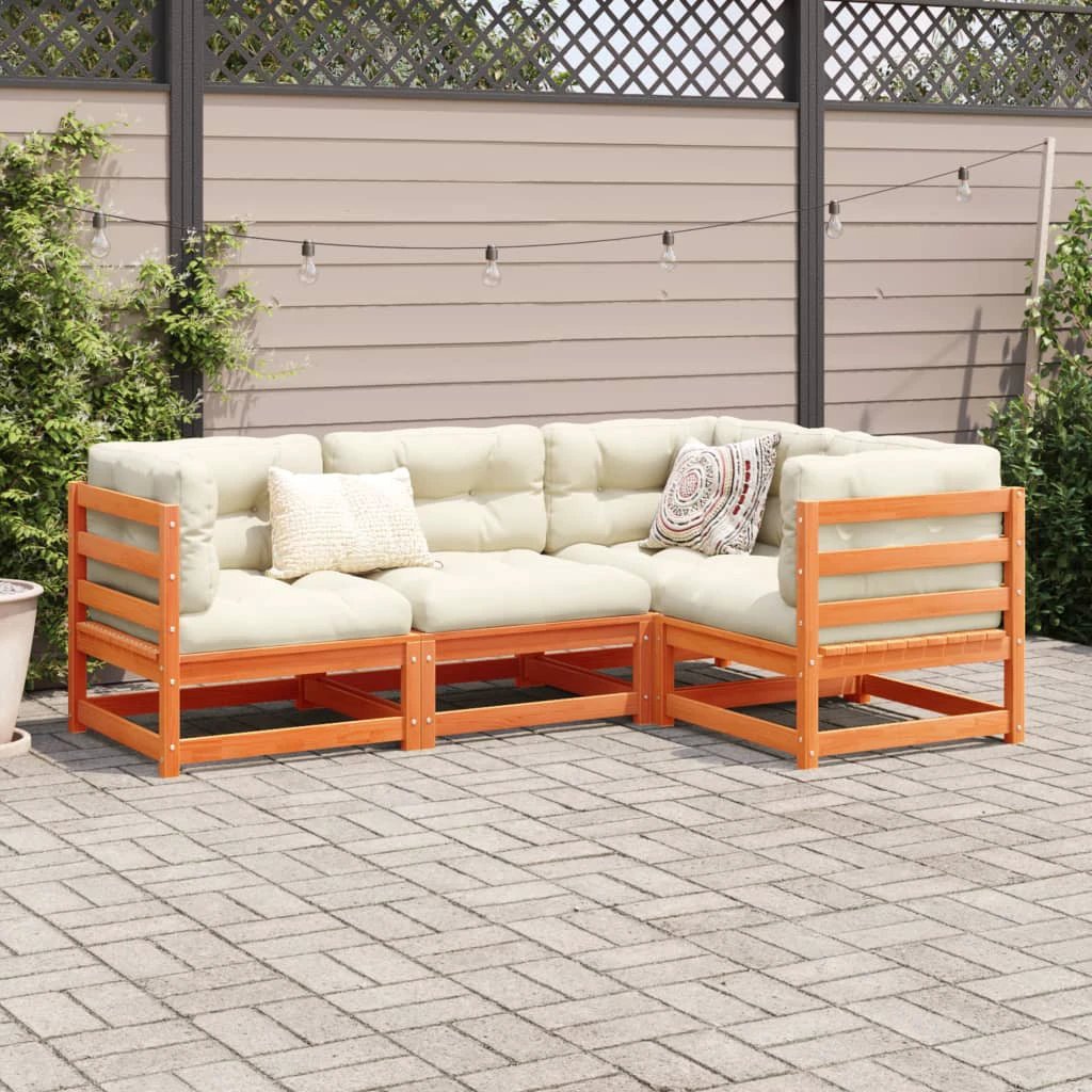 vidaXL vidaXL 4 Piece Garden Sofa Set Solid Wood Pine - Garden Sofa Sets