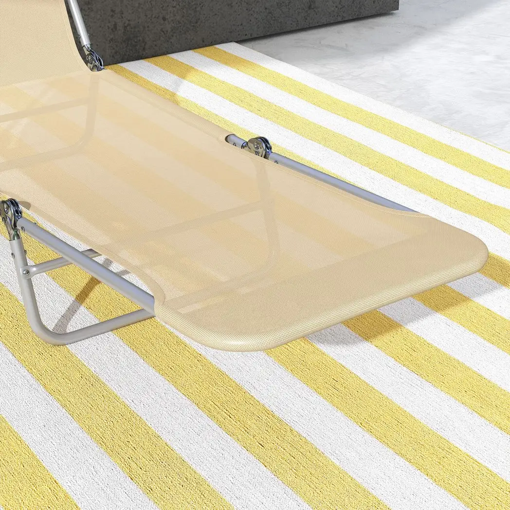 Outsunny Outsunny 2 Pieces Sun Loungers Foldable Reclining Chair with Headrest - Sun Lounger