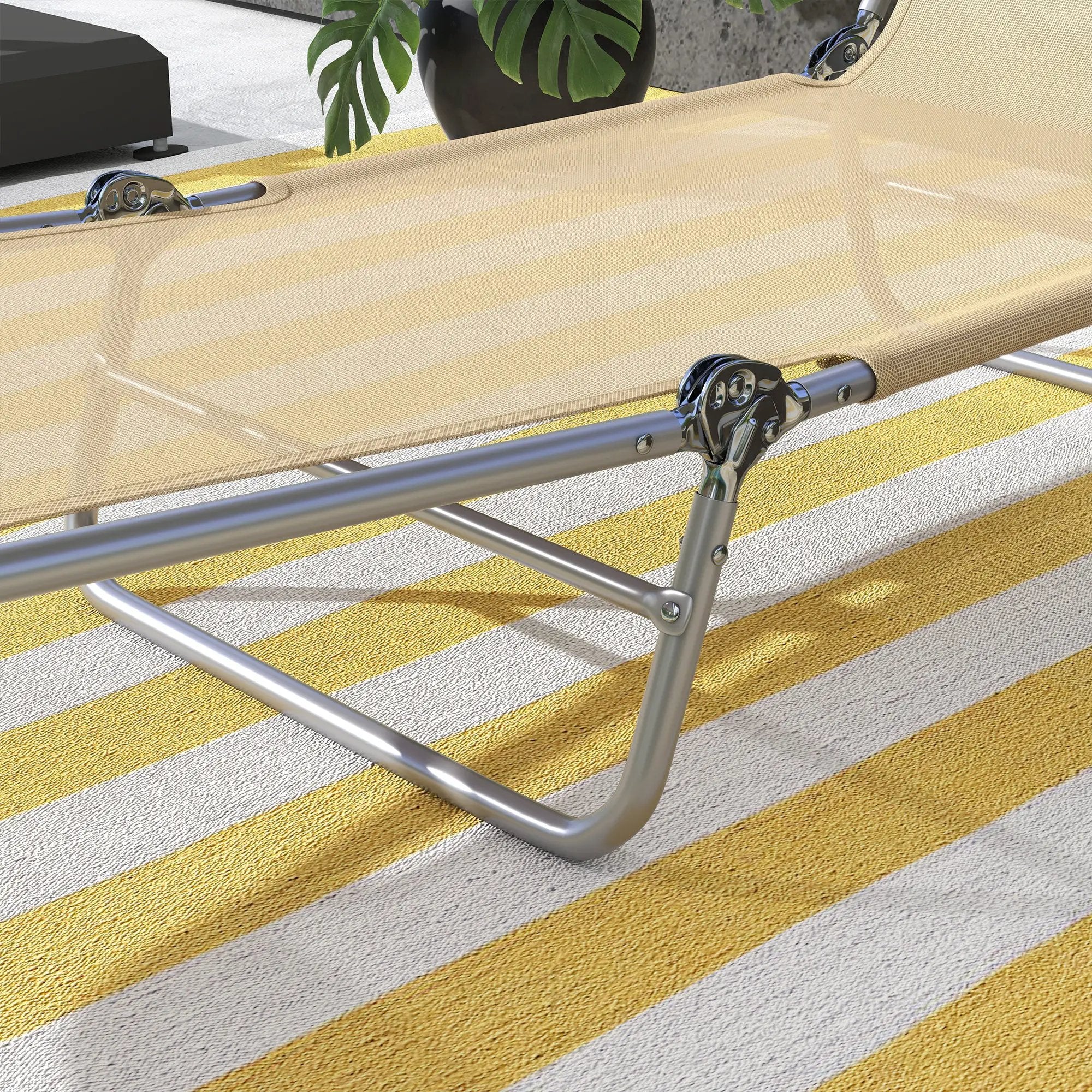 Outsunny Outsunny 2 Pieces Sun Loungers Foldable Reclining Chair with Headrest - Sun Lounger