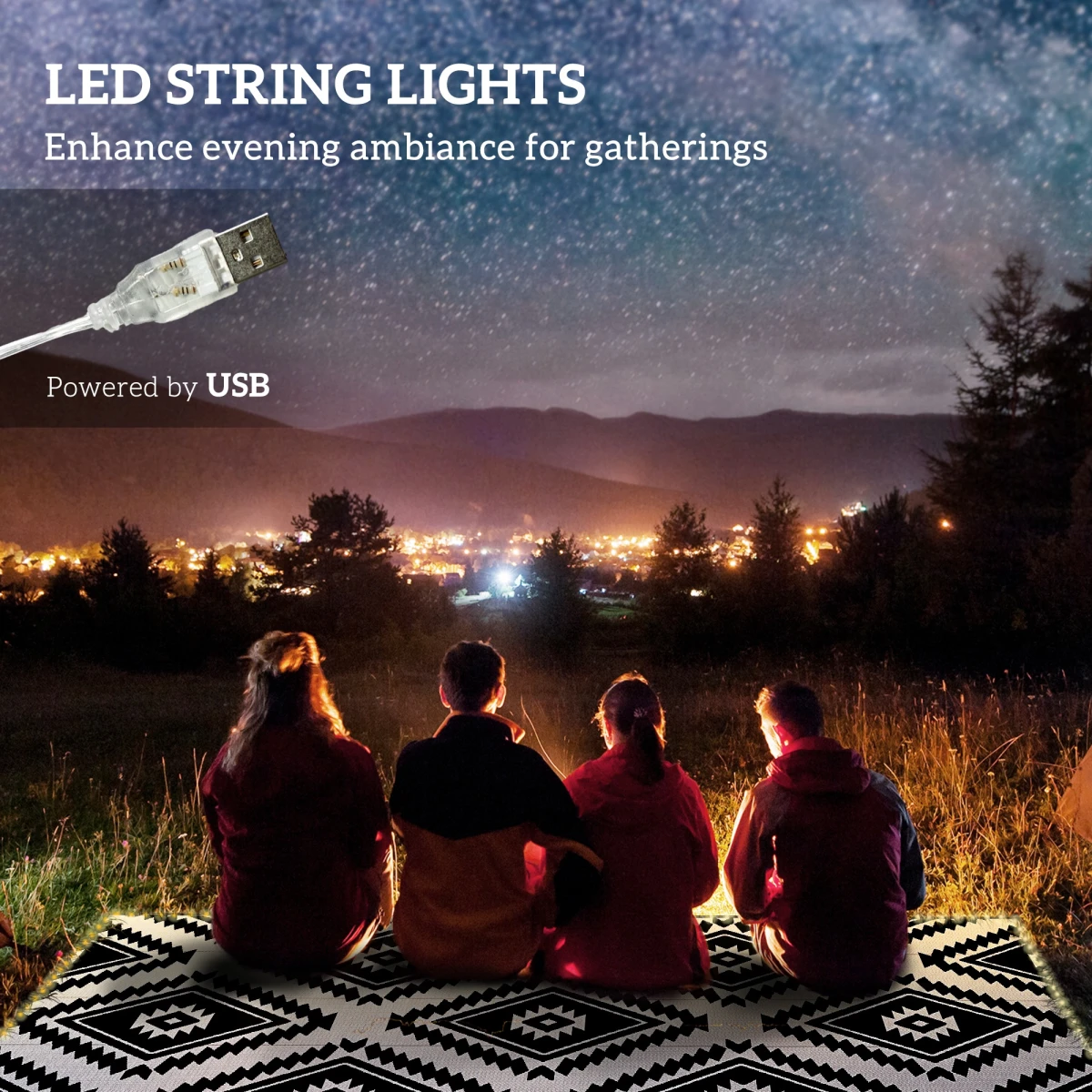 Outsunny Waterproof Outdoor Rug 182x274cm LED Lights Patio by Outsunny