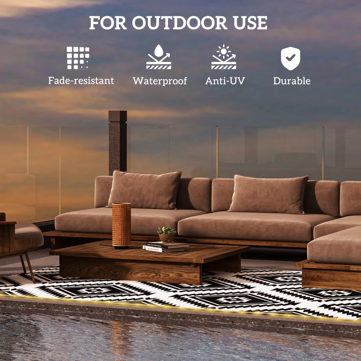 Outsunny Waterproof Outdoor Rug 182x274cm LED Lights Patio by Outsunny