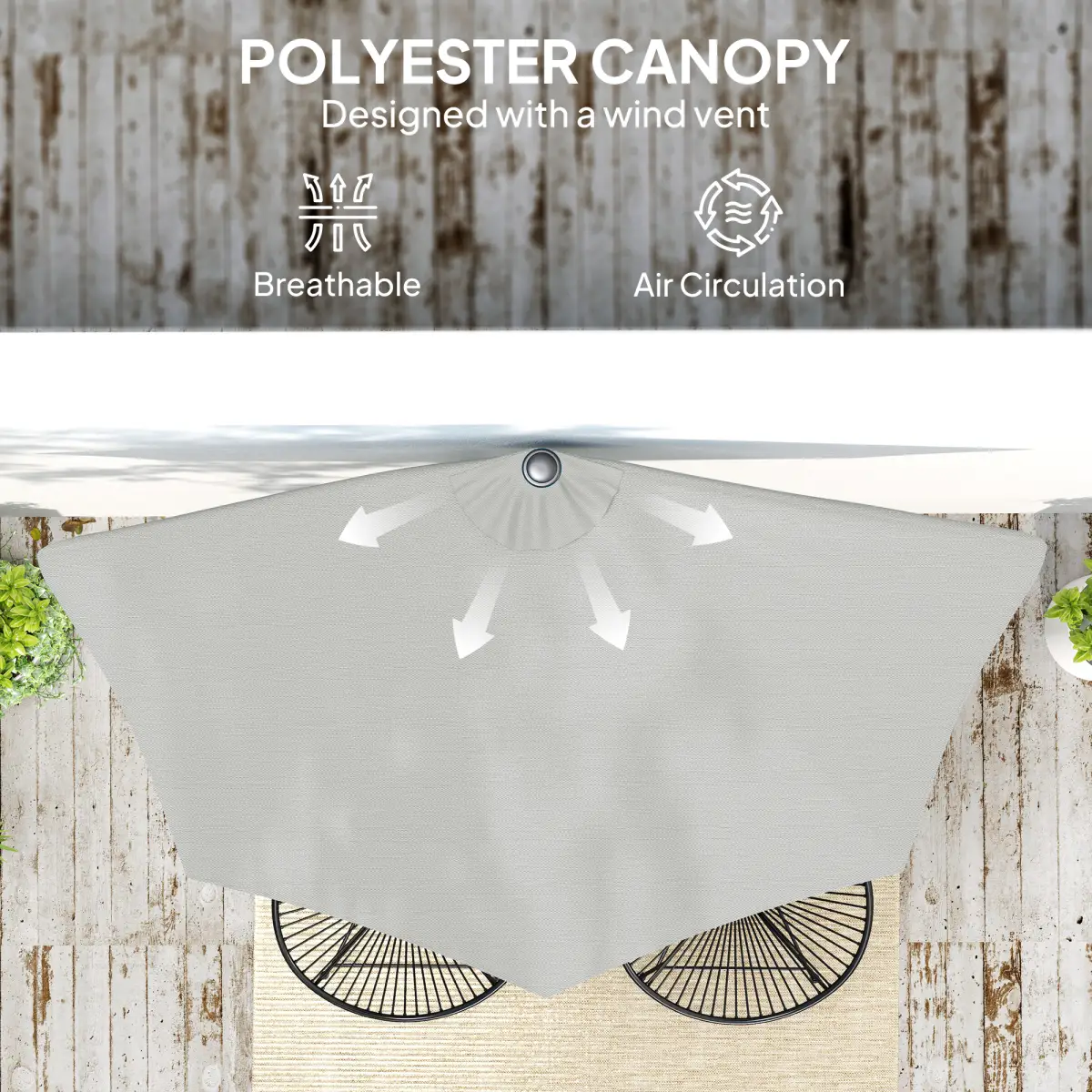 Outsunny Outsunny 2.7m Metal Frame Garden Furniture Parasol Half Round Umbrella - Parasol