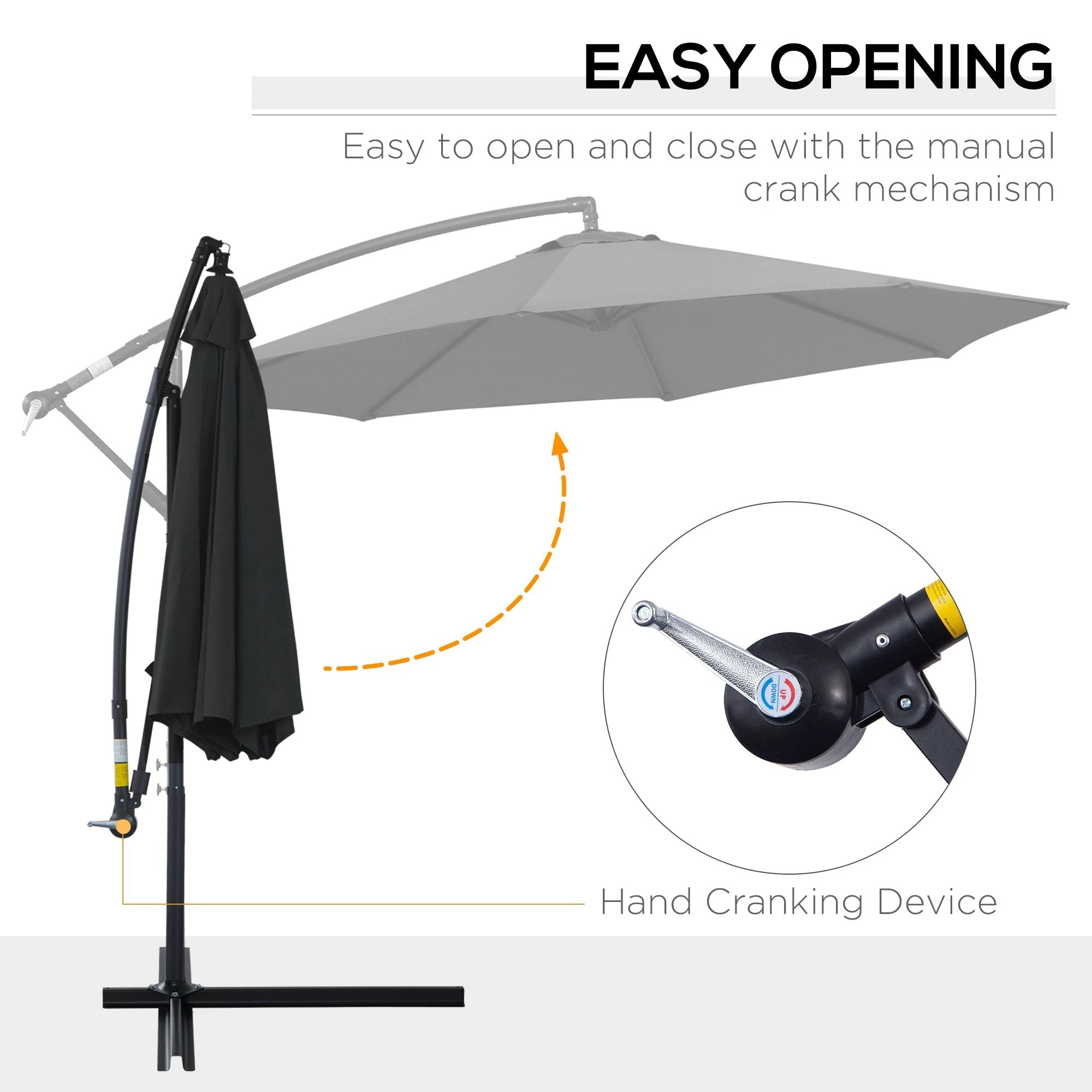 Outsunny Outsunny 3m Garden Banana Parasol Cantilever Umbrella withCrank& Base - Uncategorized Parasol