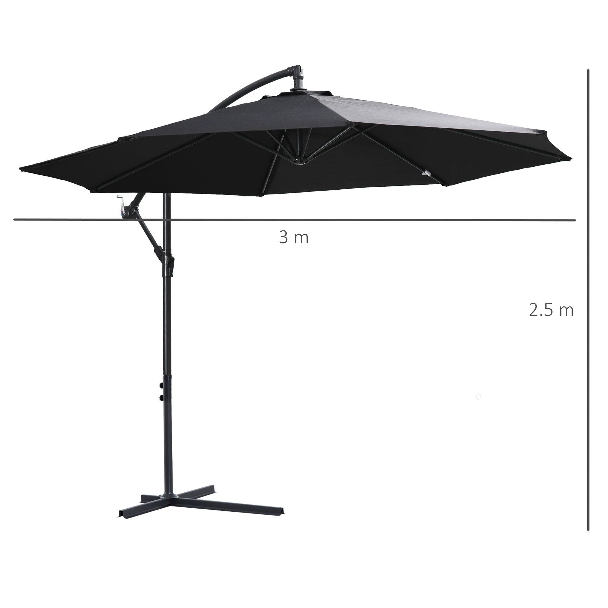 Outsunny Outsunny 3m Garden Banana Parasol Cantilever Umbrella withCrank& Base - Uncategorized Parasol