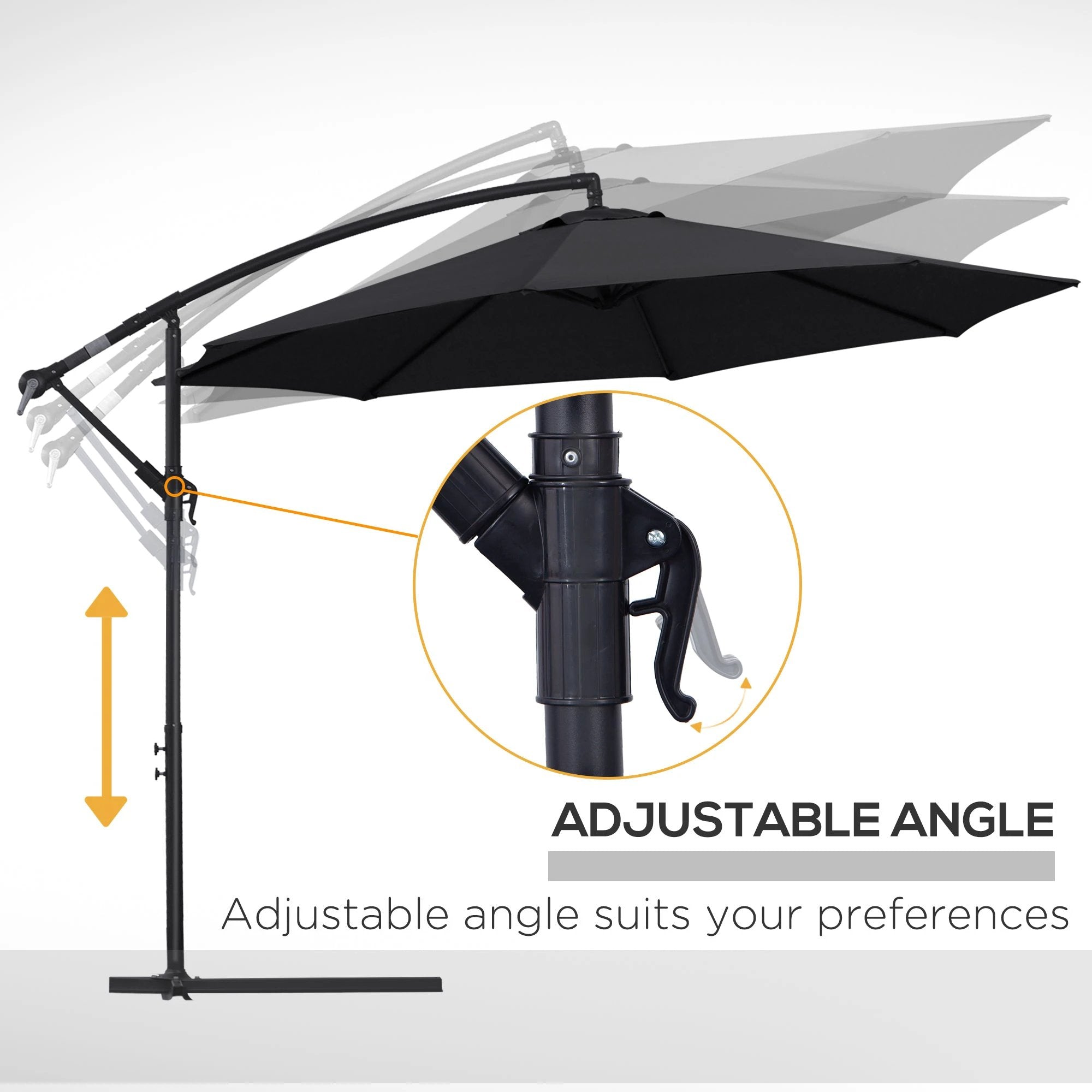 Outsunny Outsunny 3m Garden Banana Parasol Cantilever Umbrella withCrank& Base - Uncategorized Parasol