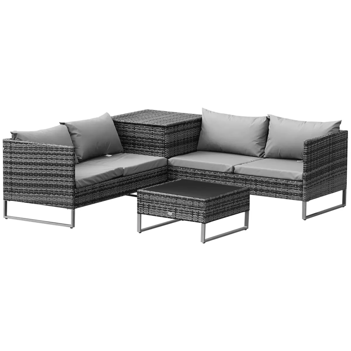 Outsunny Outsunny 4Pcs Patio Rattan Sofa Garden Furniture Set with Table Cushions - Garden Sofa Sets