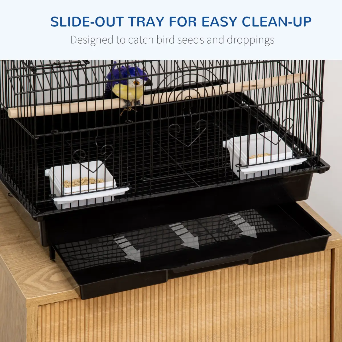 PawHut PawHut Metal Bird Cage Small with Perch Food Container Handle for Finch Canary - Pet Cage