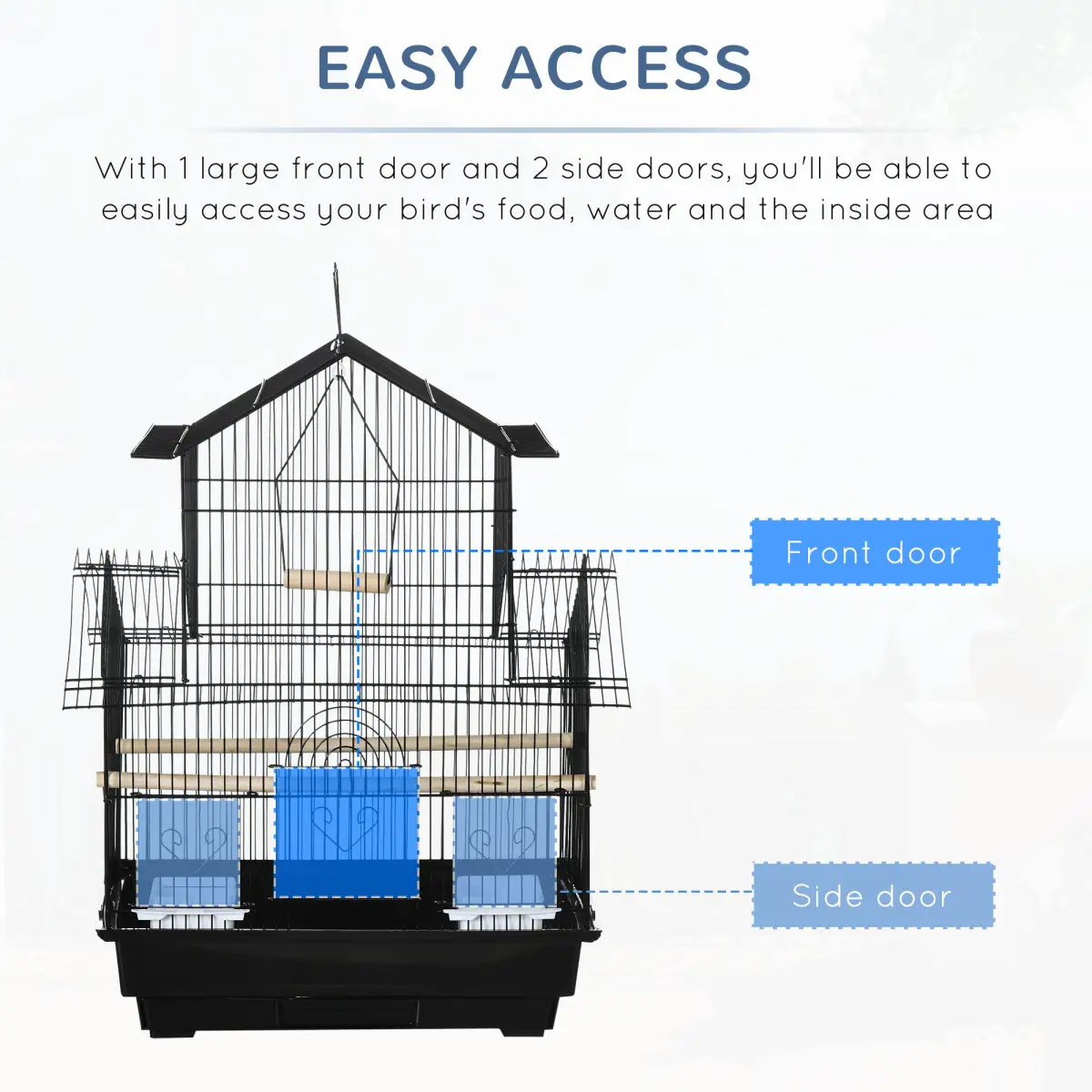 PawHut PawHut Metal Bird Cage Small with Perch Food Container Handle for Finch Canary - Pet Cage