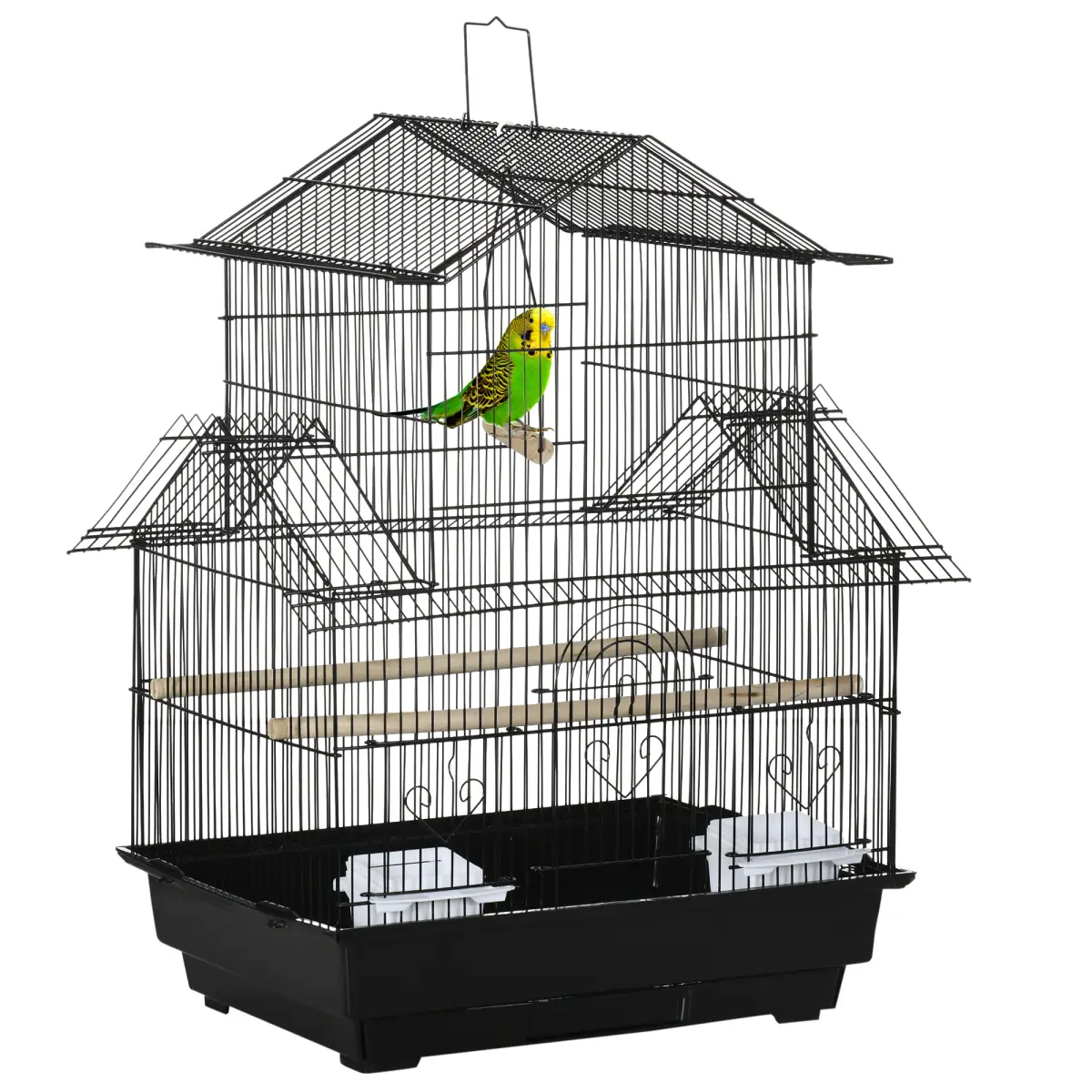 PawHut PawHut Metal Bird Cage Small with Perch Food Container Handle for Finch Canary - Pet Cage