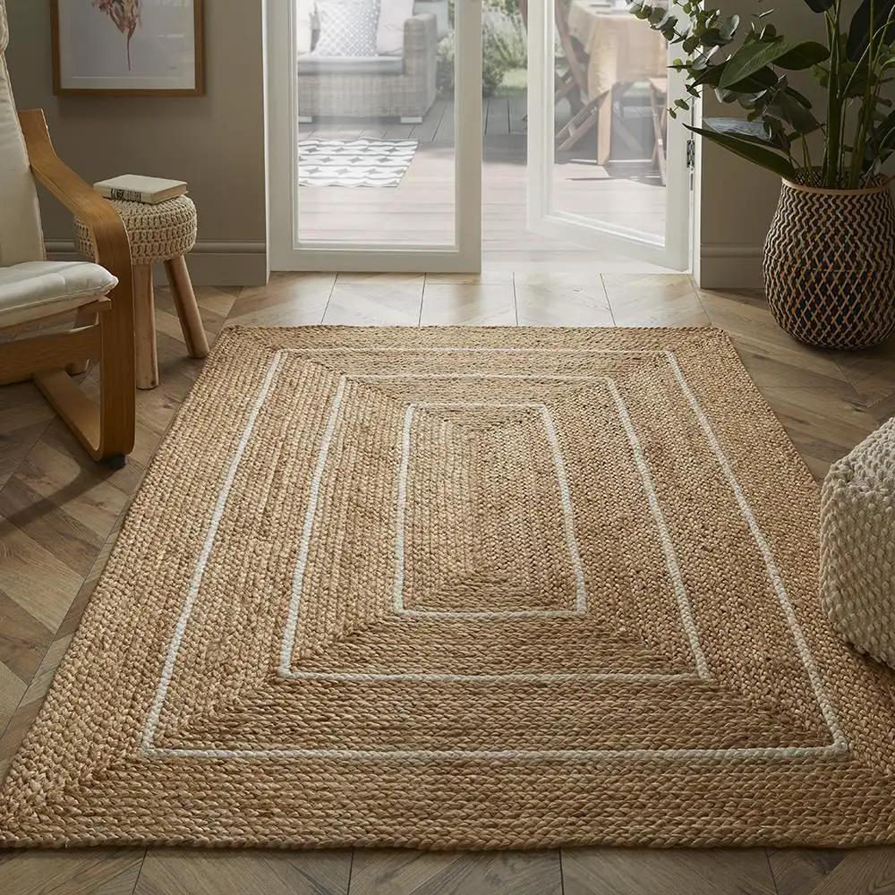 Esselle Home Prestbury Border Handbraided 120x170cm Natural Rug - Rug