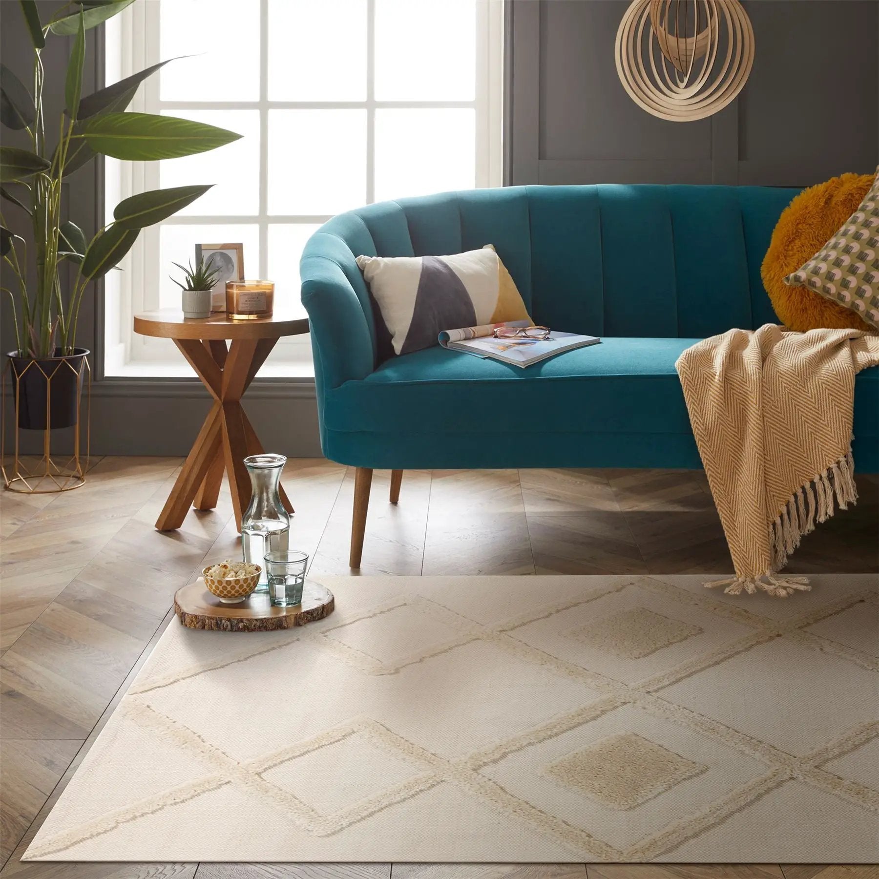 Esselle Home Windsor Geo Tufted 120x170cm Cream Rug - Rug
