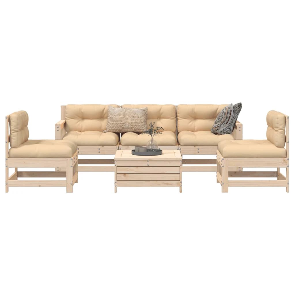 vidaXL 6 Piece Garden Sofa Set Solid Wood Pine by vidaXL