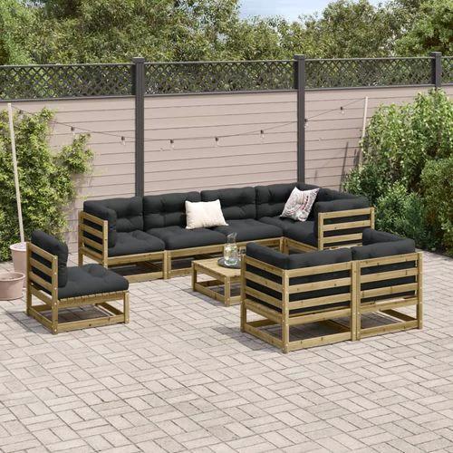 vidaXL vidaXL 9 Piece Garden Sofa Set Solid Pinewood with Cushions for Outdoor Entertaining - Garden Sofa Sets