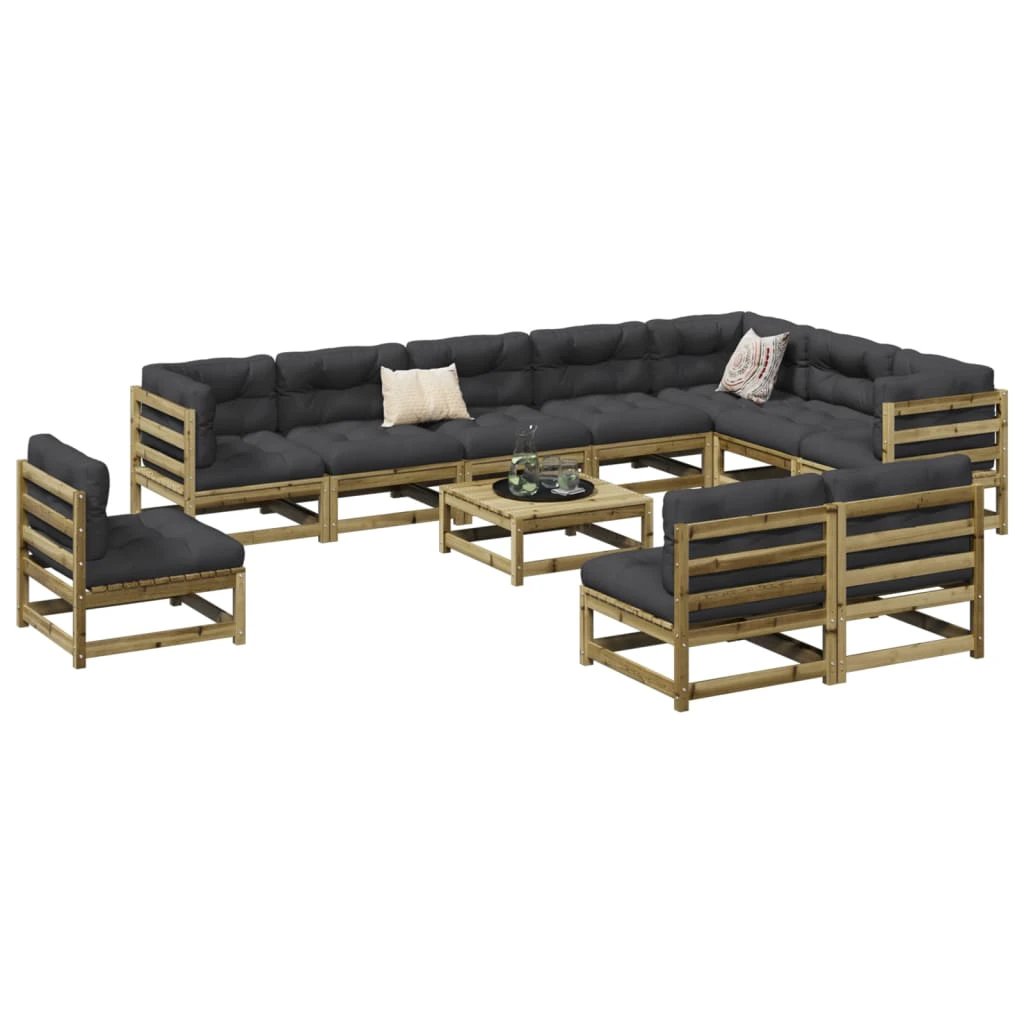 vidaXL vidaXL 11 Piece Garden Sofa Set Solid Wood Pine - Garden Sofa Sets