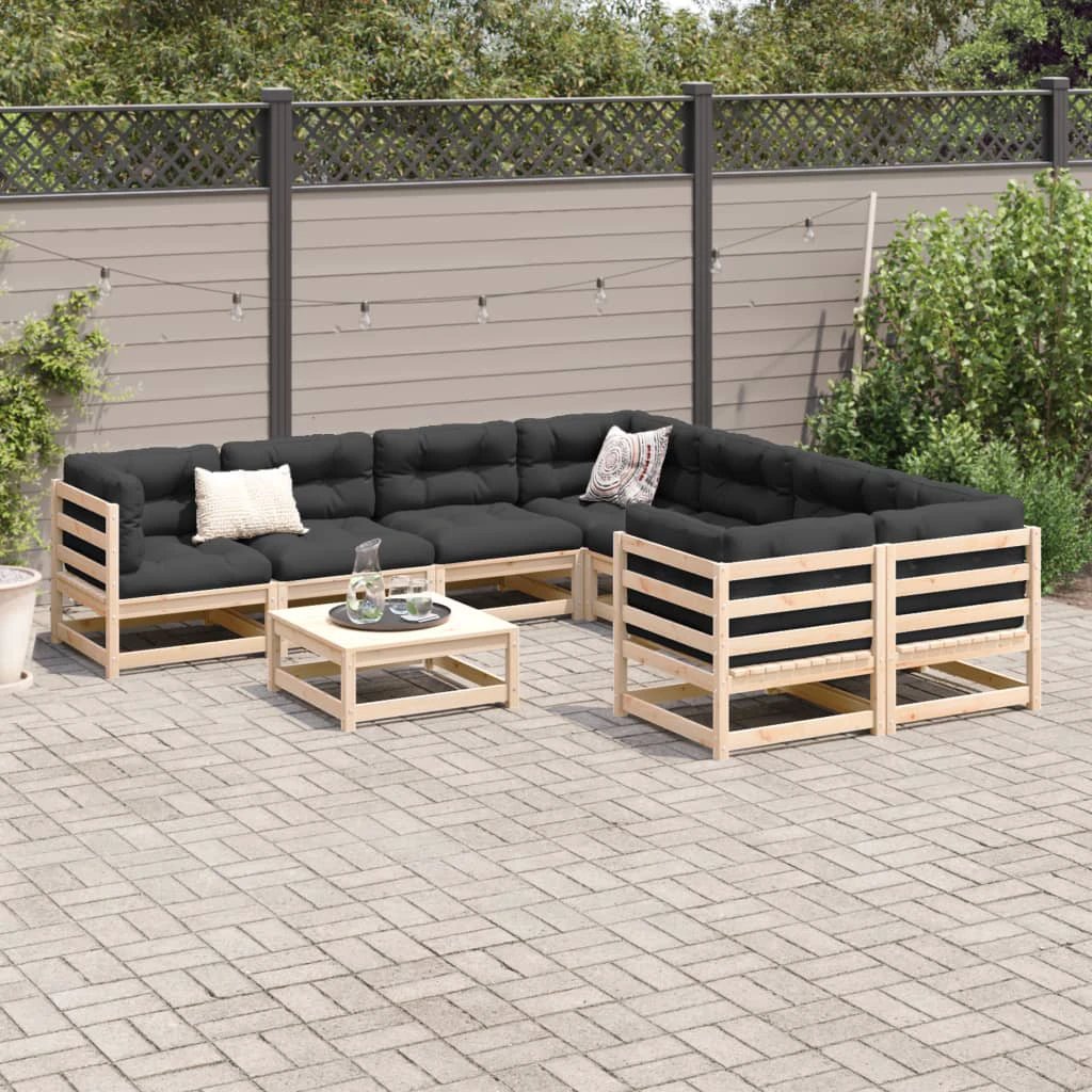 vidaXL 9 Piece Garden Sofa Set Solid Wood Pine by vidaXL