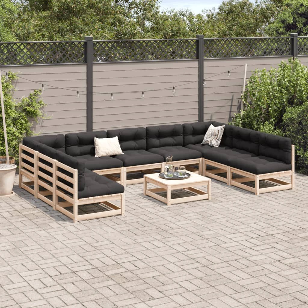 vidaXL 10 Piece Garden Sofa Set Solid Wood Pine by vidaXL