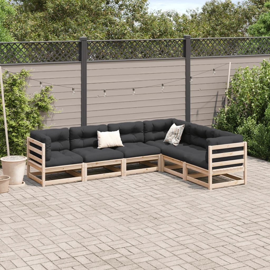 vidaXL vidaXL 6 Piece Garden Sofa Set Solid Wood Pine - Garden Sofa Sets