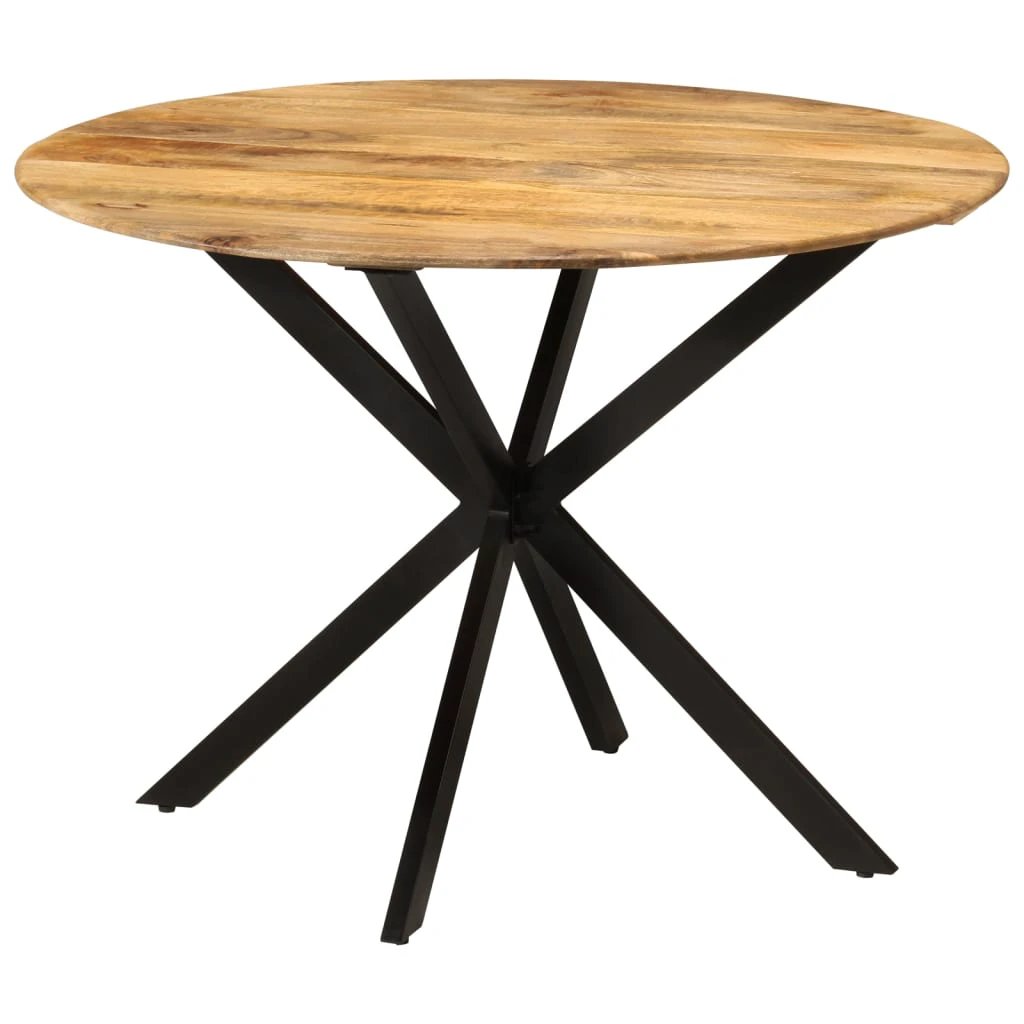 VidaXL Dining Table Ø110x78 cm Solid Mango Wood And Steel Base For Dining Room In Modern Homes by vidaXL