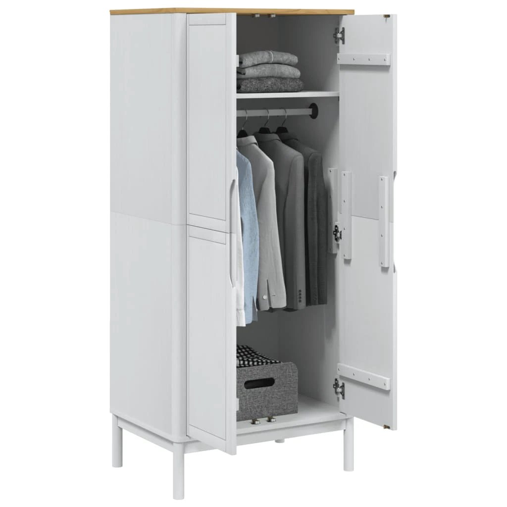 vidaXL vidaXL Wardrobe FLORO Wax Brown 77x53x171 cm Solid Wood Pine - Wardrobe