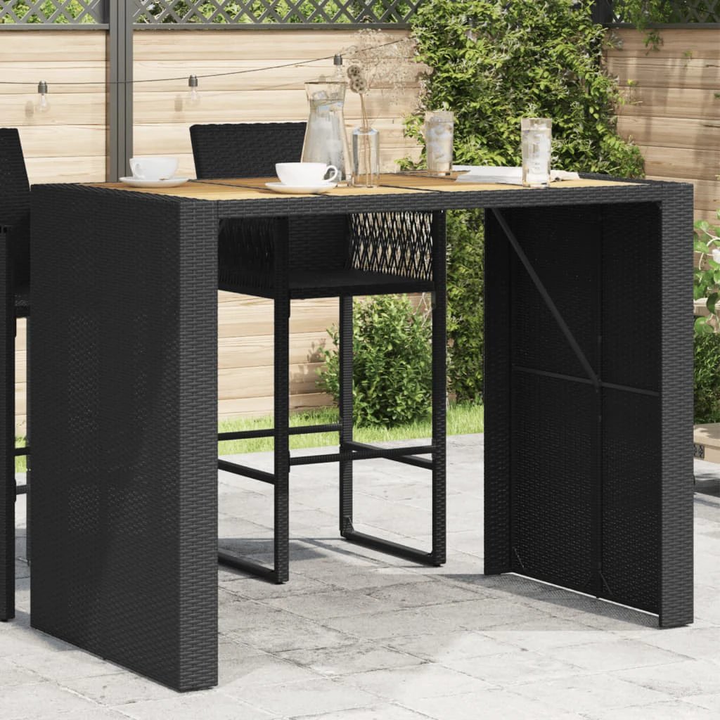 vidaXL Garden Table with Acacia Wood Top Black 105x80x110 cm Poly Rattan by vidaXL